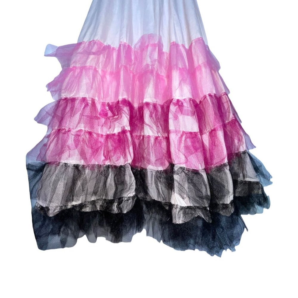 Handmade Cream Pink Tiered Midi Tuille Costume Skirt Women's M - Picture 3 of 10